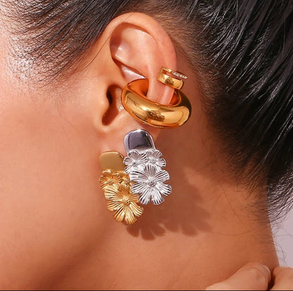 Vintage Engraved Flower Earrings - Kannya